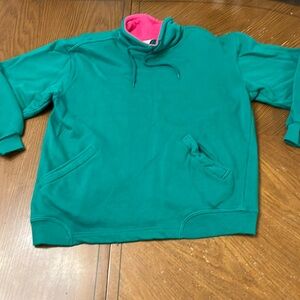 Vintage Lacoste drawstring mock neck sweatshirt w/ pockets & shoulder pads small